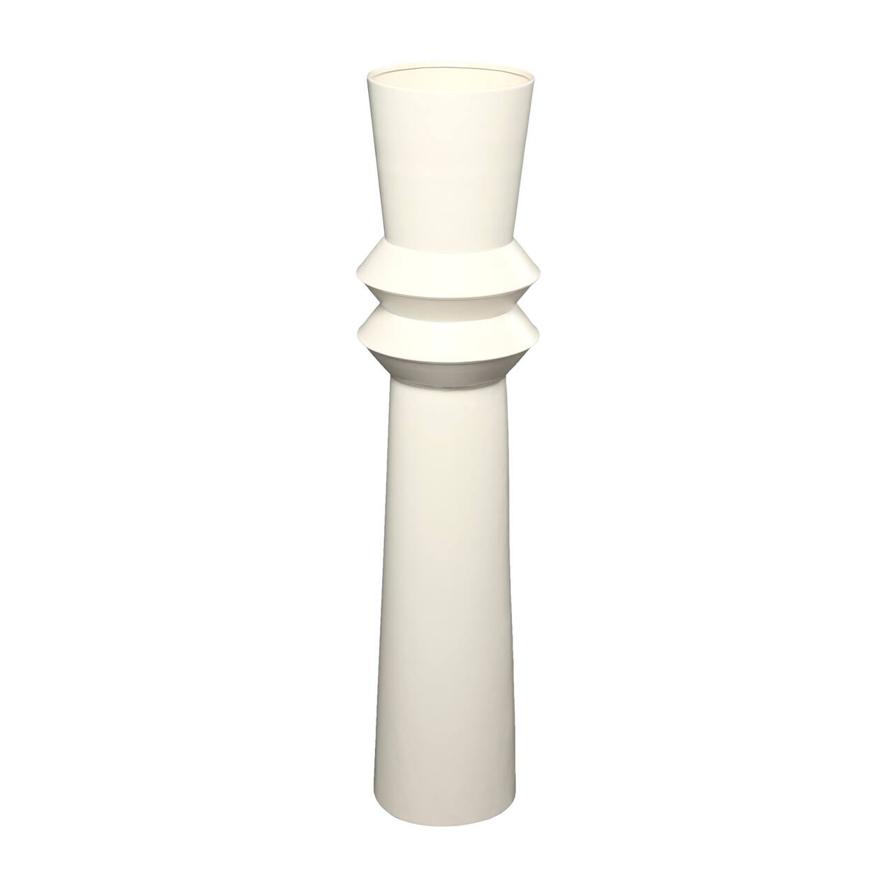 3ft. Cream Metal Tall Art Deco Fluted Floor Vase